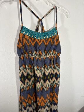 Mossimo Boho Long Strap Sun Dress Crochet small Flowy Black Blue Orange Teal